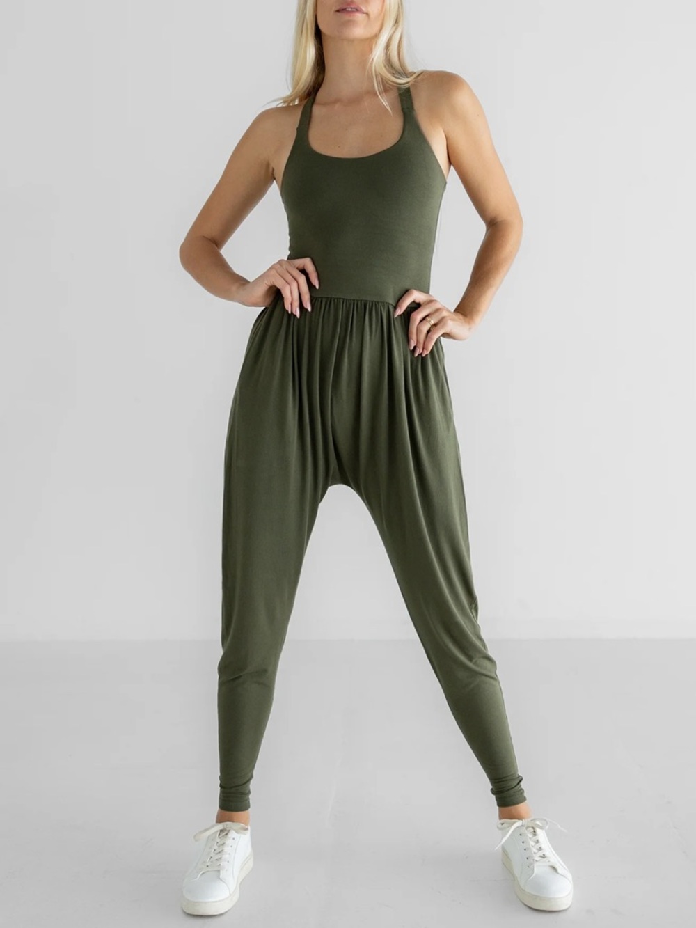 Imbodhi sz small Olive green jumpsuit yoga dancing workout sleeveless